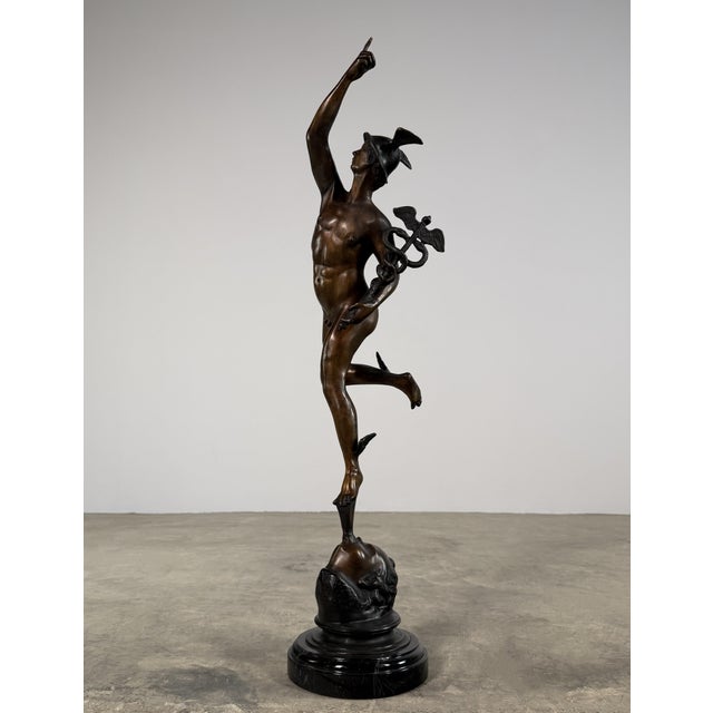 Bronze Large Bronze Mercury (Hermes) Sculpture After Boschetti – 31” Tall, Classical Grand Tour For Sale - Image 8 of 10