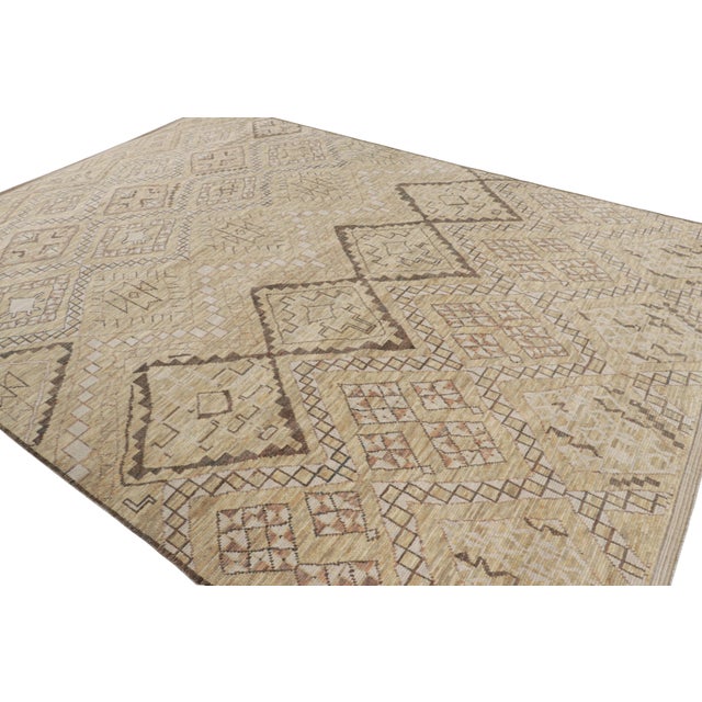 Rug & Kilim Rug & Kilim’s Moroccan Style Rug in Beige-Brown Geometric Patterns For Sale - Image 4 of 7