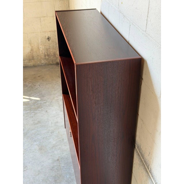 Wood Rosewood Open Shelf Cabinet With Lower Doors Danish Mid-Century Modern 1960s For Sale - Image 7 of 9