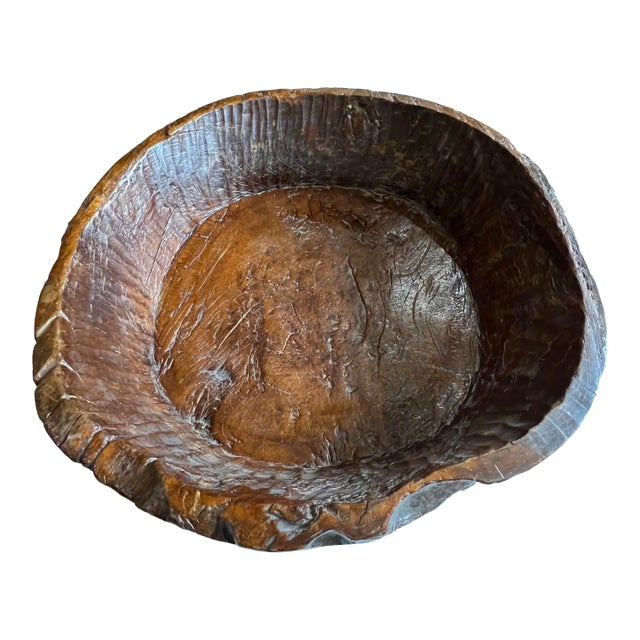 Ancient Carved Wood Bowl From China For Sale