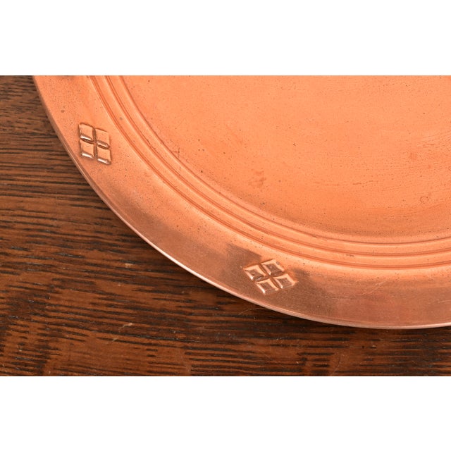 Metal Roycroft Style Swedish Arts & Crafts Copper and Brass Handled Tray For Sale - Image 7 of 13