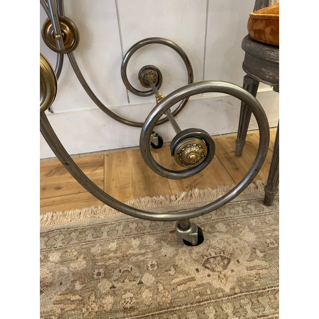 1990s Steel Brass and Marble French Style Patisserie Console Table For Sale - Image 5 of 10