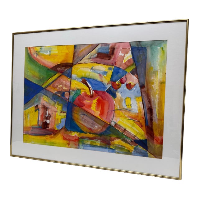 Vintage Organic Modern Still Life Framed Original Watercolor Painting “Santa Fe Cocktail" by Grady H. Pennington For Sale