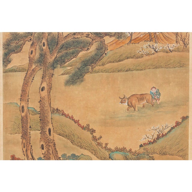 Antique Chinese Landscape Rural Life Painting For Sale - Image 12 of 12