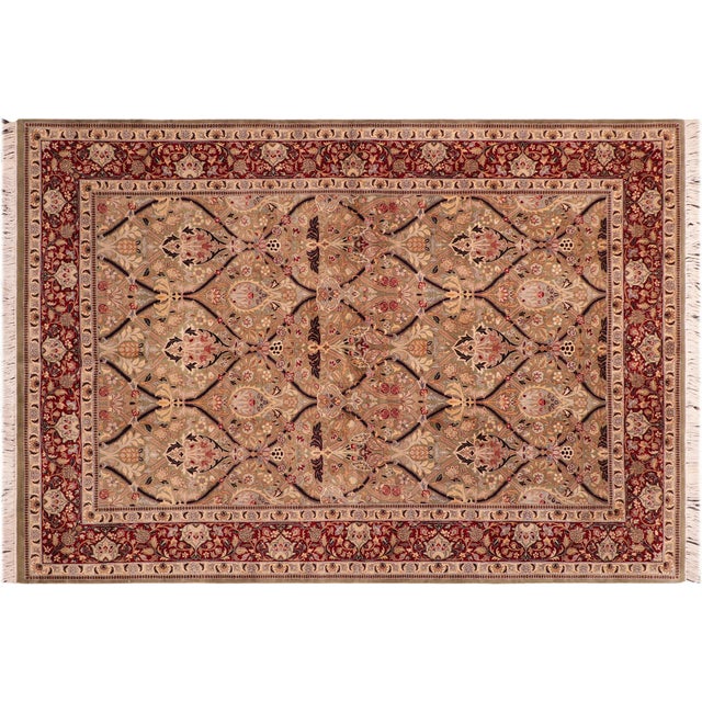 Red Shabby Chic 1990's Pak-Persian Green/Red Wool Rug - 6'1'' X 9'0'' For Sale - Image 8 of 9