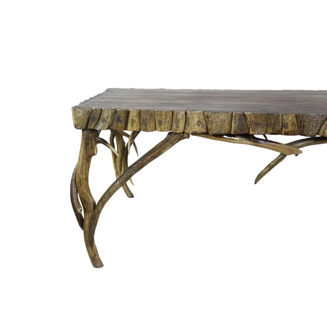Late 20th Century Vintage Natural Rustic Rustic Antler Coffee Table For Sale - Image 5 of 14