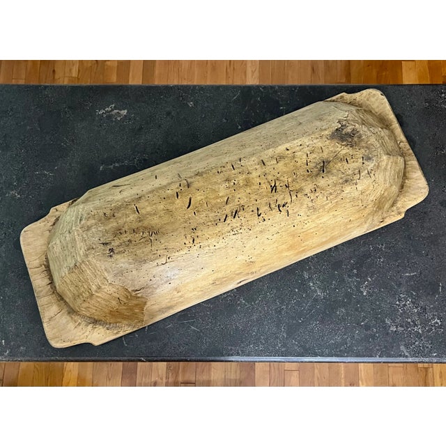 Wood 19th Century Primitive Swedish Hand-Carved Trough Style Wooden Dough Bowl For Sale - Image 7 of 12