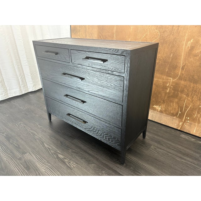 Rh French Contemporary 5-Drawer Dresser Black Oak | Satin Bronze Hardware | Designed by Van Thiels For Sale - Image 13 of 18
