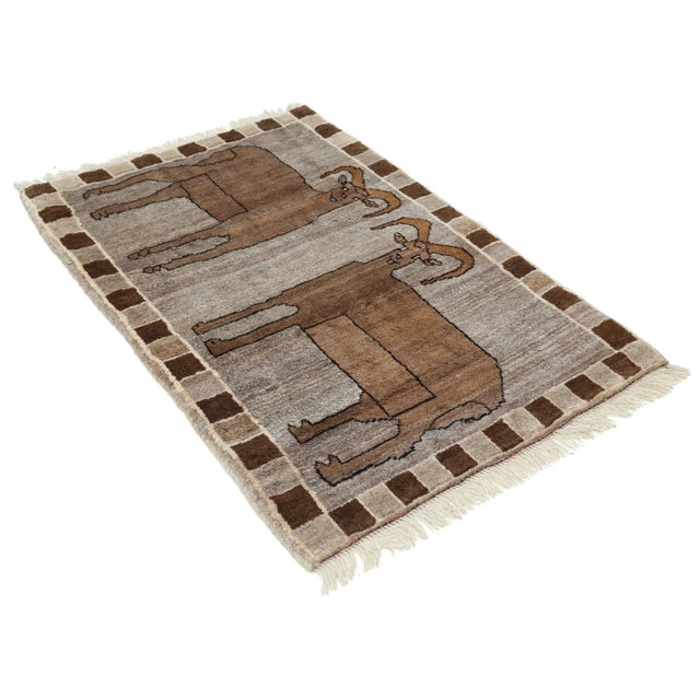 Pasargad Animal Persian Gabbeh Rug For Sale - Image 4 of 4