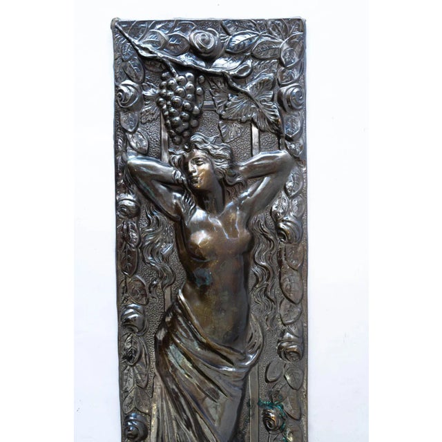 Brown Jugendstil Brass Relief with Floral Motif, 1908 For Sale - Image 8 of 10