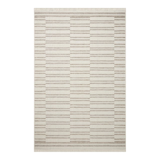 Amber Lewis x Loloi Malibu Ivory / Dove 5'-1" x 7'-7" Area Rug For Sale