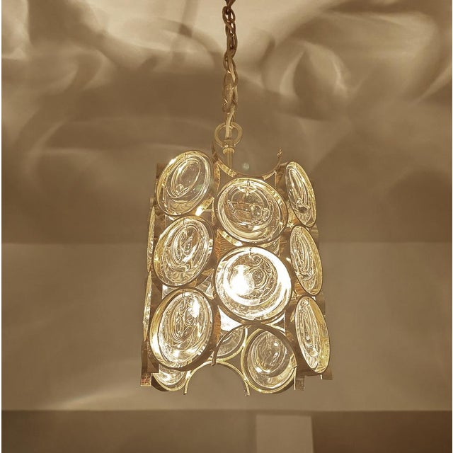Vintage Gilded Glass Pendant Light from Palwa, 1970s For Sale - Image 10 of 14