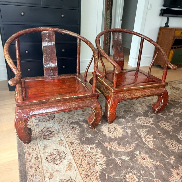 Wood Pair of 19th Century Horseshoe Chairs For Sale - Image 7 of 11