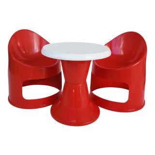 Mid-Century Plastic Kids Table & Chairs - Set of 3 For Sale