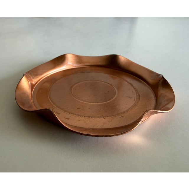 Cute Vintage 1950s–60s Solid Copper Coasters, Set of 4 With Original Box For Sale - Image 4 of 10