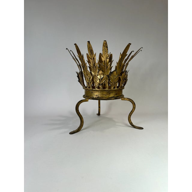 Early 20th Century Acanthus Leaf Gilt Metal Planter Holder For Sale - Image 4 of 6