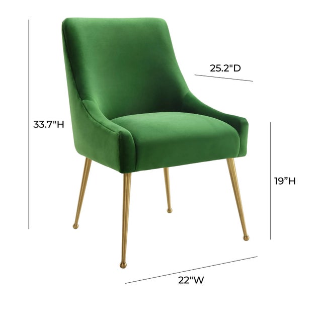 Beatrix Green Velvet Side Chair with Gold Legs For Sale In Los Angeles - Image 6 of 9