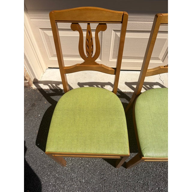 Mid 20th Century 1950s Mid-Century Stakmore Lyre Back Folding Chairs - Set of 4 (With Original Labels) For Sale - Image 5 of 9