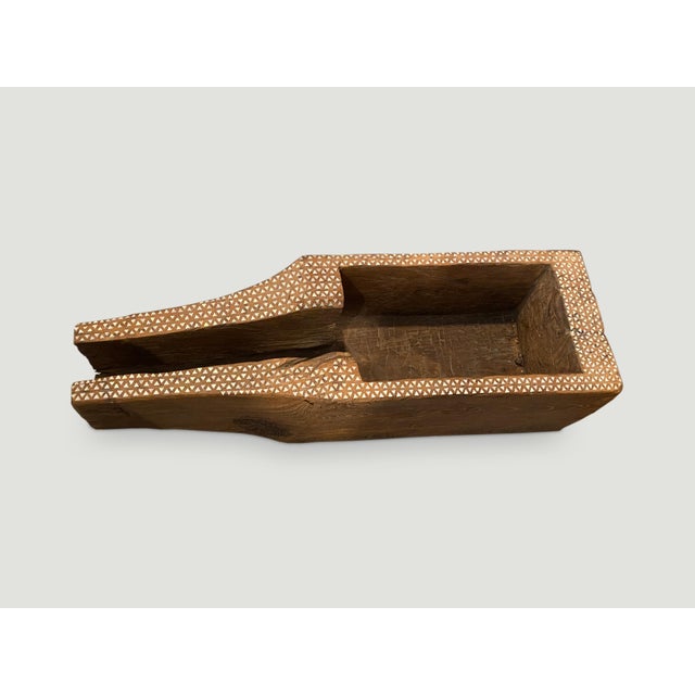 Antique Teak Wood and Shell Inlay Rice Container For Sale - Image 4 of 6