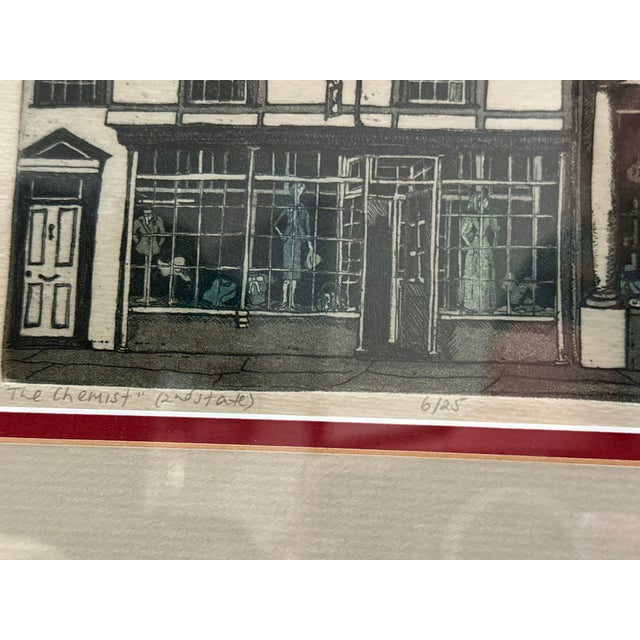 2000 - 2009 Victoria Elbroch Signed Hand-Colored Architectural Etching “The Chemist,” 6/25 For Sale - Image 5 of 11