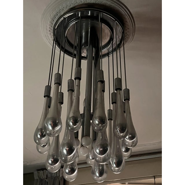 Vintage Chandelier in Chrome Steel and Murano Glass from Venini, 1970s For Sale - Image 6 of 17