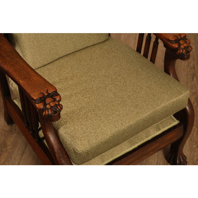 Antique Victorian Oak Morris Reclining Chair For Sale - Image 4 of 18