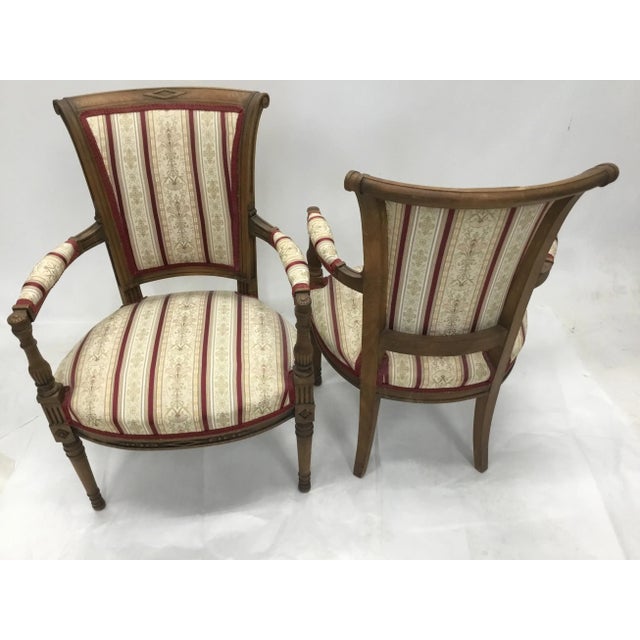 Early 20th Century Vintage French Directoire Fauteuil Armchairs - a Pair For Sale - Image 5 of 13