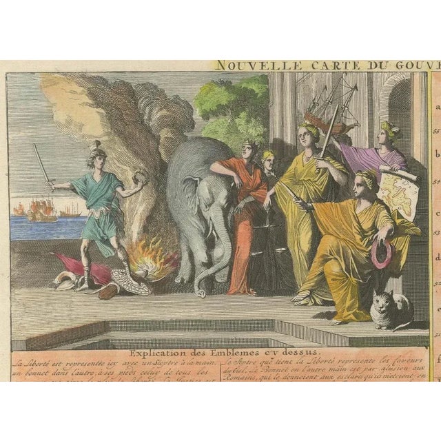 Black England and London Government Map with Allegorical Vignettes, 1720 For Sale - Image 8 of 10