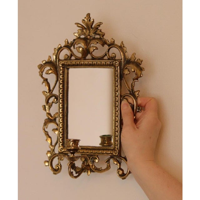Mid-Century Modern Swedish Brass Sconces with Mirror, Set of 2 For Sale - Image 3 of 9