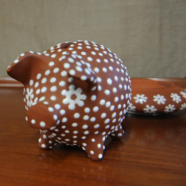 Piggy Bank and Candleholder attributed to Zeuthen Ceramic Workshop, Copenhagen, Denmark, 1960s, Set of 2 For Sale - Image 9 of 13