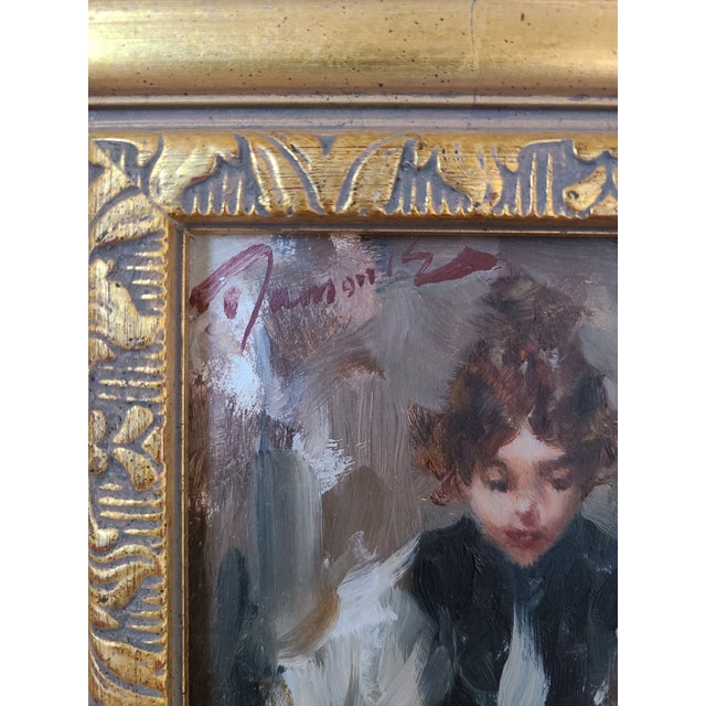 Ramon Kelley Oil Painting Portrait of a Young Girl in a Victorian Dress For Sale In Los Angeles - Image 6 of 11