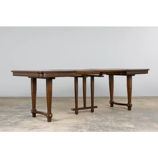1930s French Parisian Art Deco Oak Extendable Dining Table For Sale - Image 15 of 18