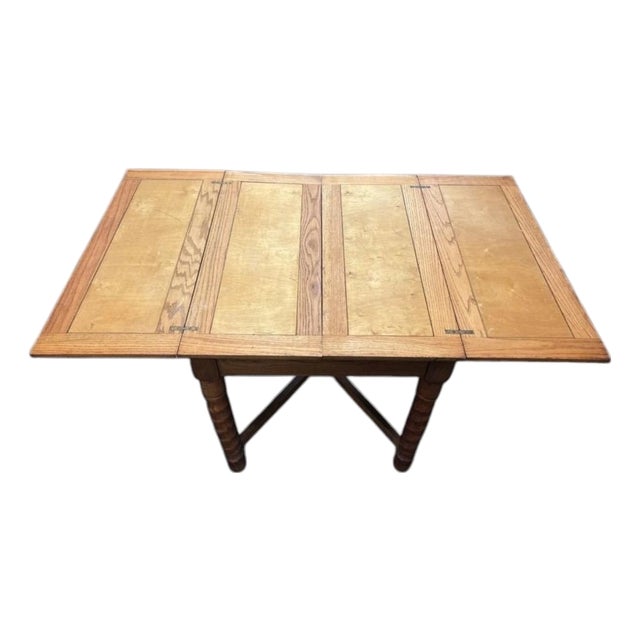 Antique Pub Draw-Leaf Barley Twist Solid Wood Table For Sale