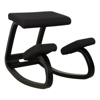 Black Ash and Fabric Variable Stool from Varier For Sale