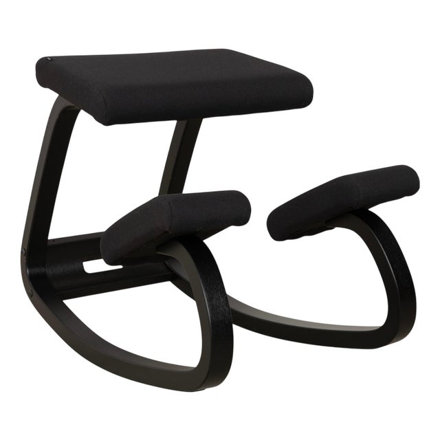Black Ash and Fabric Variable Stool from Varier For Sale