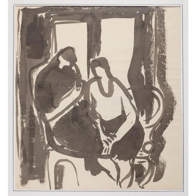 Herta Hausmann, The Couple, Watercolor on Paper, 20th Century For Sale - Image 3 of 3