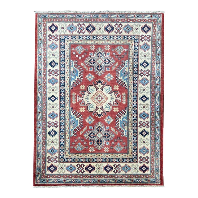 Hand-Knotted Kazak Rug 3'4" X 4'10" For Sale