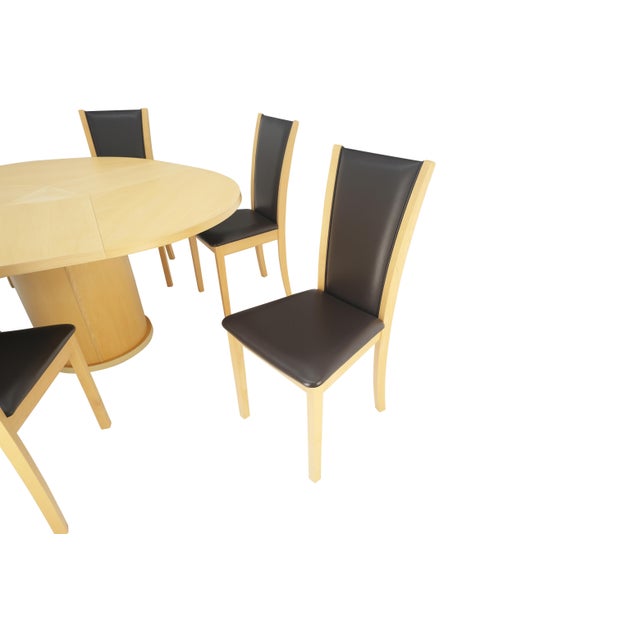 Rare Blond Maple Round Expandable Dining Table 6 Chairs Set Set Denmark MINT! Table Dimensions Extended: 59x57.5x29 Chair...