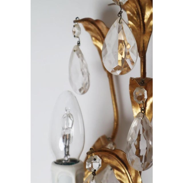 Venetian Hollywood Regency Gilt Crystal Wall Lights, Italy, 1970s, Set of 3 For Sale - Image 12 of 18