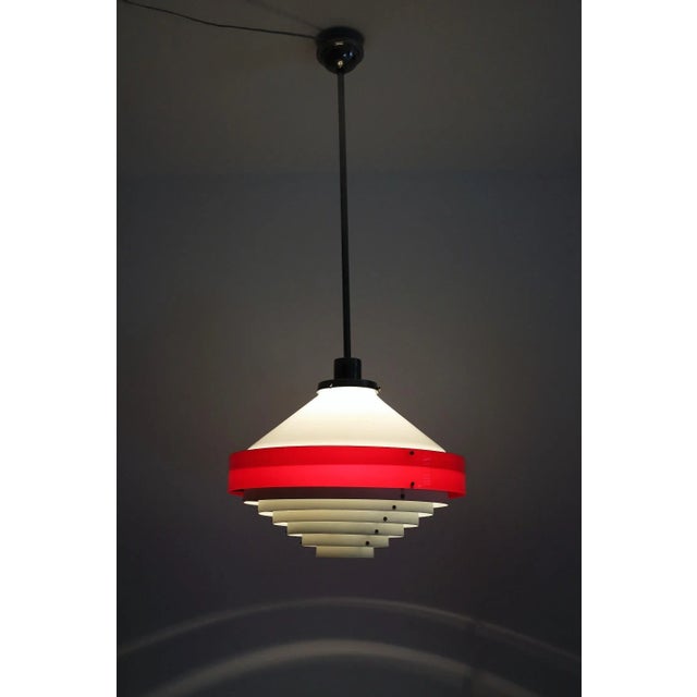 Mid-Century Italian Pendant Lamp in Acrylic Aluminum and Brass by Stilnovo, 1950s For Sale - Image 6 of 18