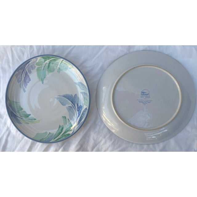 Lavender Pastel Palm Leaves Stoneware Dinner Plates- Set of 6 For Sale - Image 8 of 8