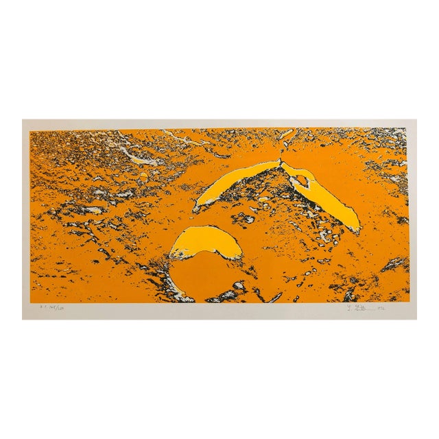 Len Gittleman, Lunar Landscape Abstract Signed Numbered Screenprint Yellow For Sale
