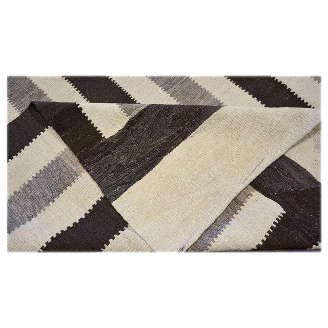 Persian Modern Safari Kilim 8x11 Ivory & Brown Handmade Area Rug #1142160 For Sale In Houston - Image 6 of 6