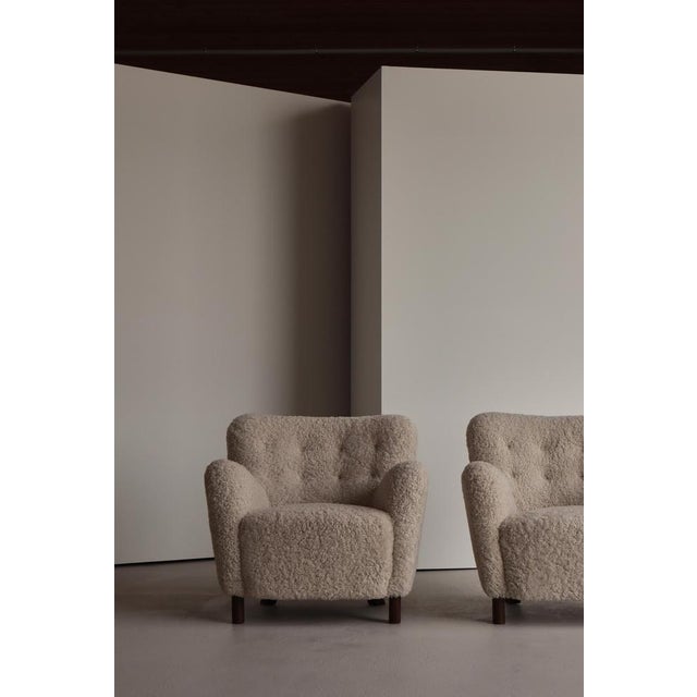 Scandinavian Modern Sheepskin Model FH-1669 Easy Chairs from Fritz Hansen, 1940s, Set of 2 For Sale - Image 14 of 17