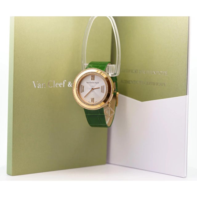 Early 21st Century Van Cleef & Arpels Diamond 18k Gold Charms Watch For Sale - Image 5 of 12