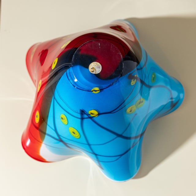 Turquoise Large Late 20th Century Abstract Hand-Blown Studio Art Glass Vessel For Sale - Image 8 of 9