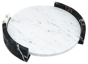 Medium Circular Triptych Tray in White Carrara Marble