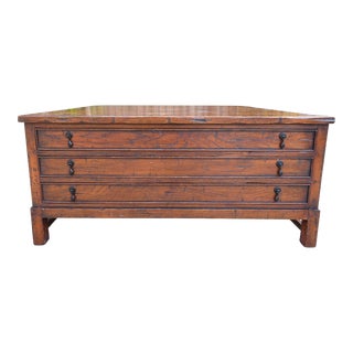 Vintage Guy Chaddock Rustic Wood 6 Drawer Traditional Map Coffee Table For Sale