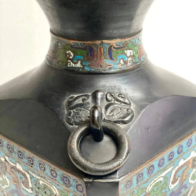 Antique Cloisonne Bronze Vase, Japan, 19th Century For Sale - Image 6 of 8