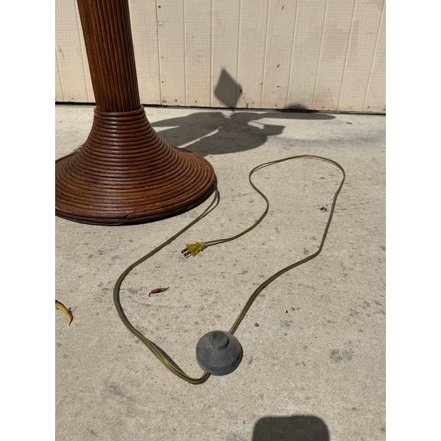 Brown Vintage Pencil Reed Rattan Palm Tree Floor Lamp For Sale - Image 8 of 8